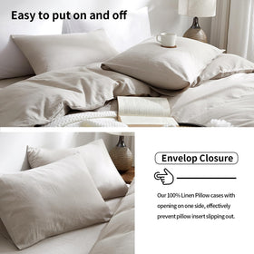 TUMEI 100% linen pillowcase breathable fabric promotes airflow