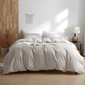 TUMEI linen pillowcase set 2 natural color for coordinated bedding