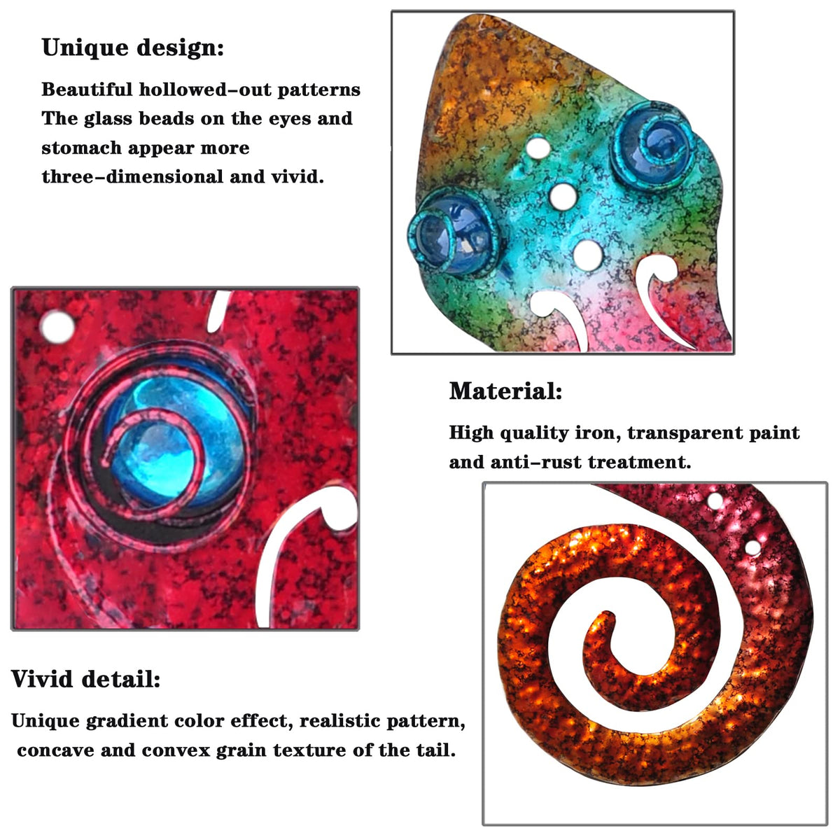Tuokiuhn metal lizards three-piece wall art for garden patios.