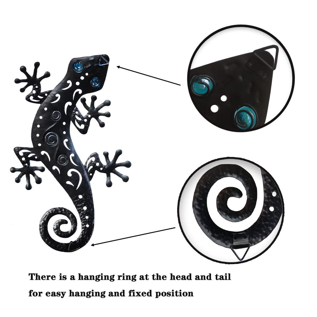 Tuokiuhn gecko wall decor close-up showing durable coating finish.