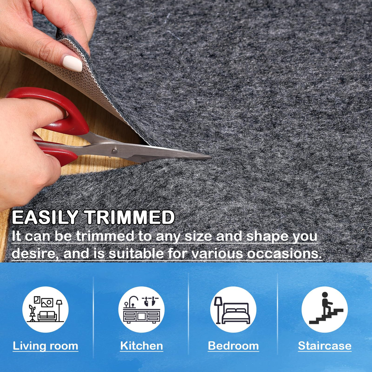 TUOTPE anti-slip base keeps rug from shifting in high-traffic areas