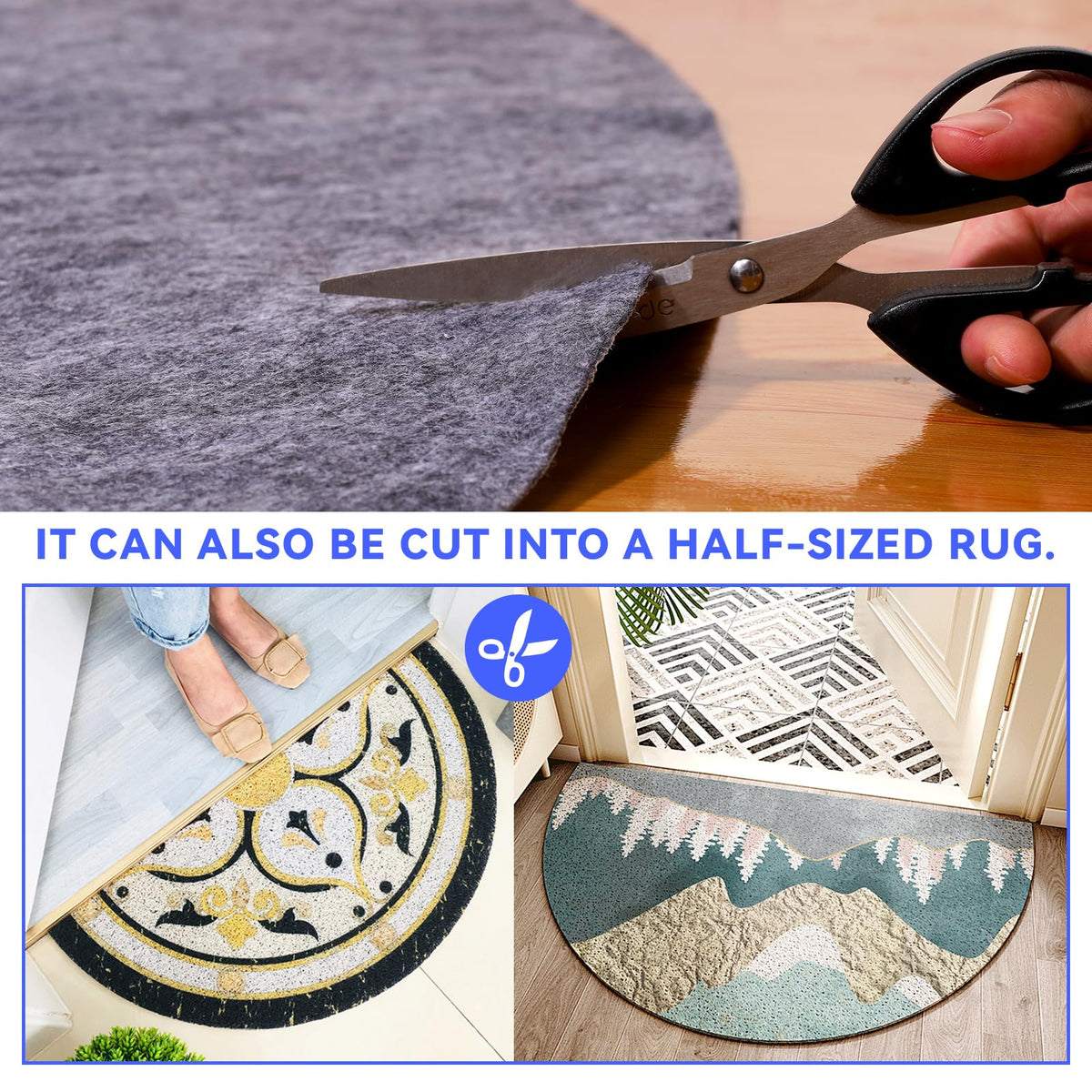 TUOTPE round rug pad 8 ft underlay provides durable support for living room floors