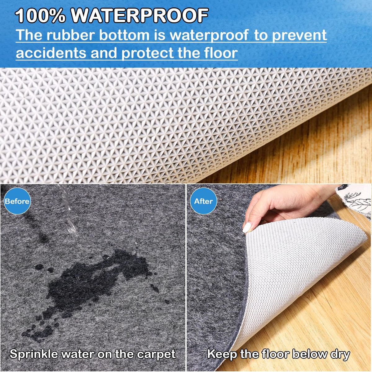 TUOTPE easy-cut rug pad, side view, trim to fit precisely.