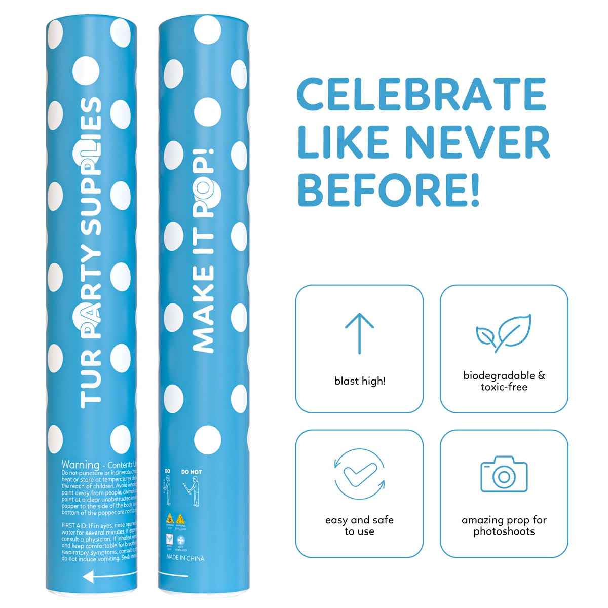 TUR Party decor-friendly popper enhances color runs and parties