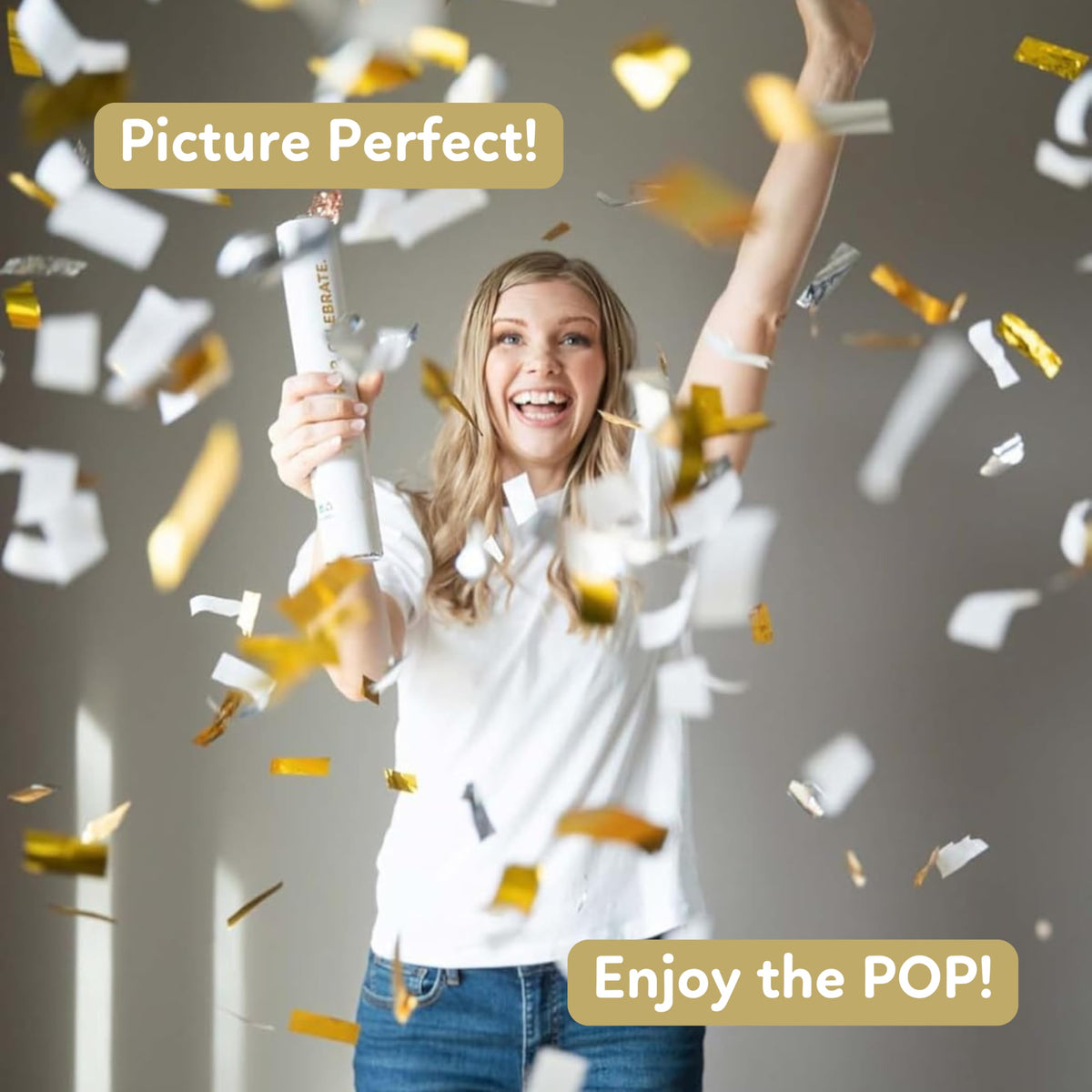 TUR Party Supplies silver confetti popper with slow-falling sparkle for photos