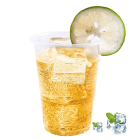 Turbo Bee clear 7oz party cups showcase vibrant beverages for cafes and events
