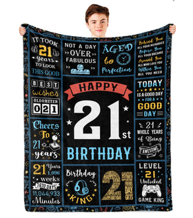 Turelos 21st birthday blanket design draped over a chair for a stylish gift idea.