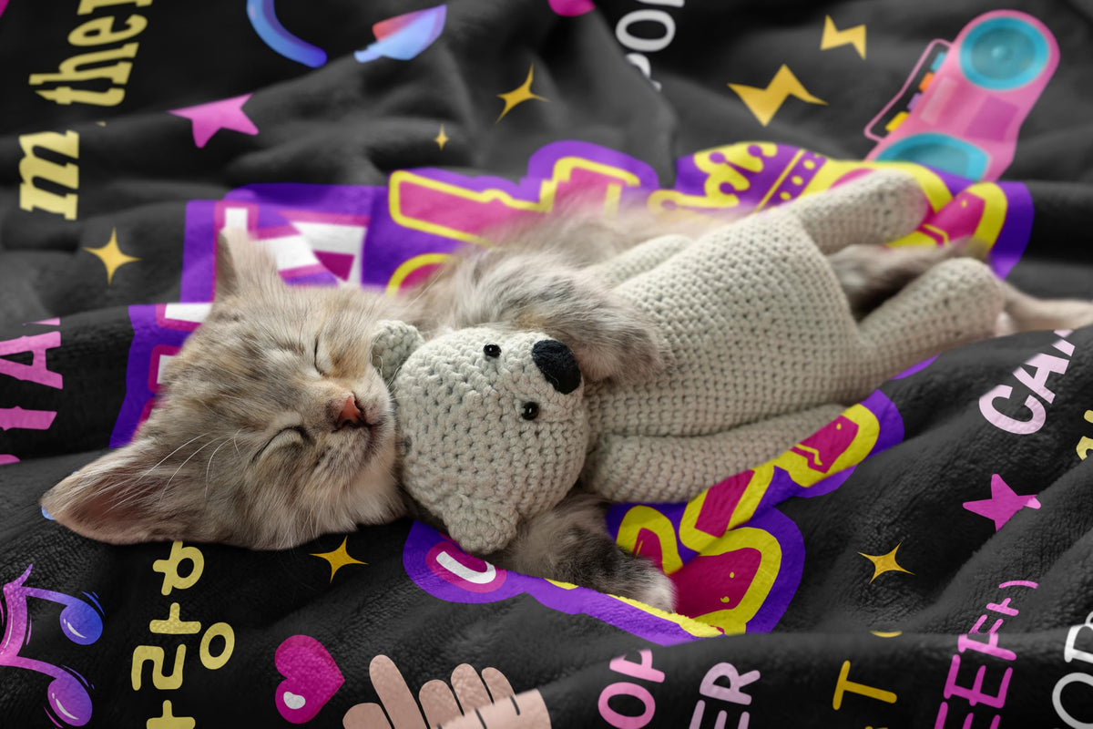 Turelos Kpop blanket features vibrant patterns to brighten any space.
