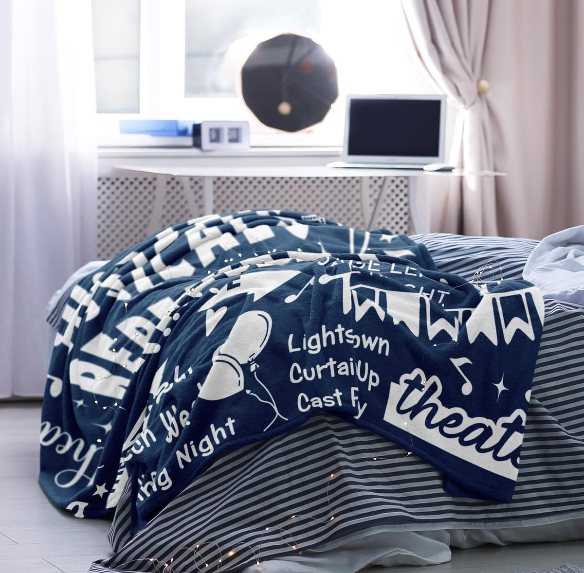 Turelos theater gifts blanket draped on bed for lounging