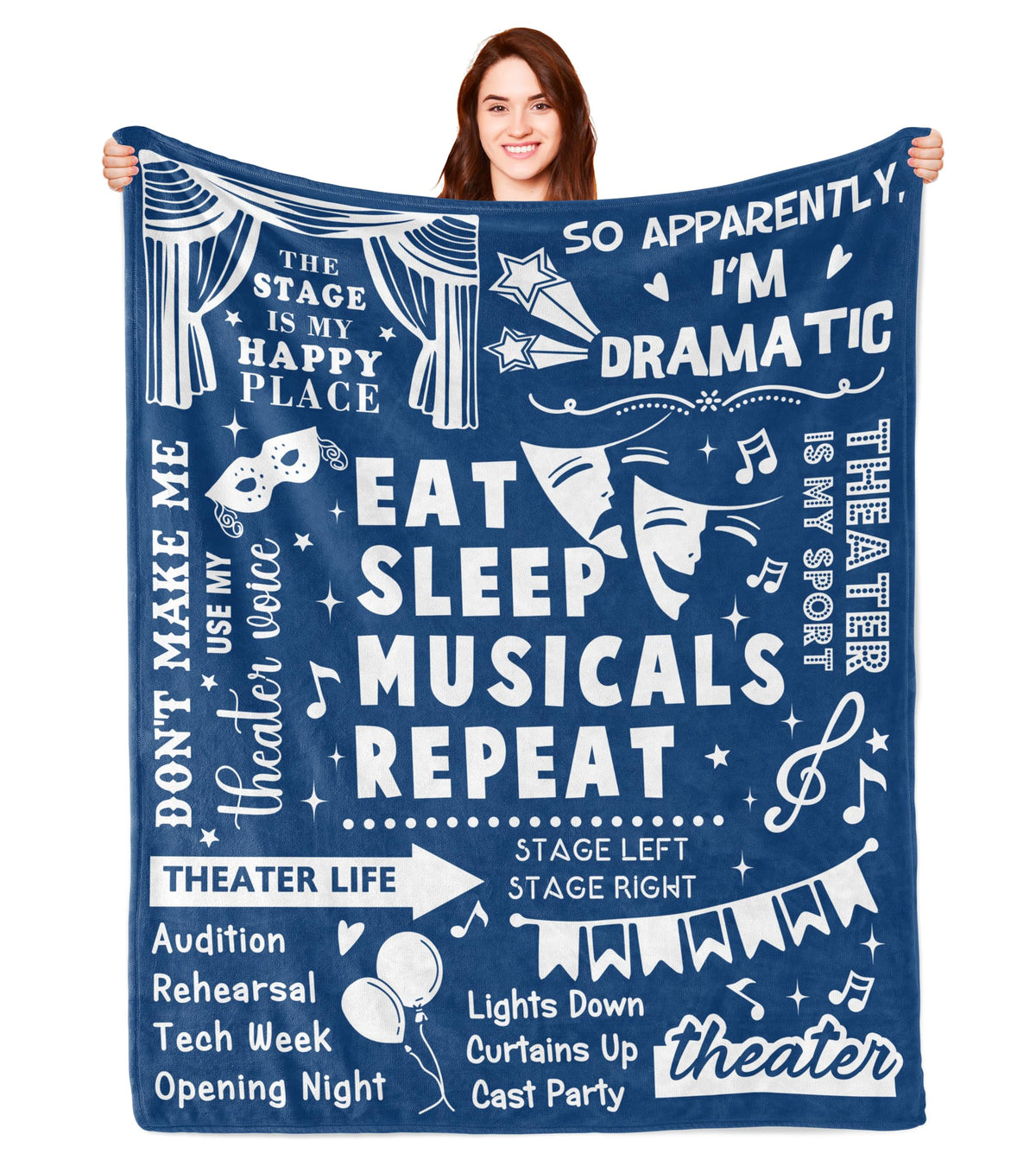 Turelos theater gifts blanket close-up shows stage-inspired pattern for fans
