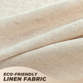 TURKIO neutral beige curtain complements farmhouse and modern bathrooms.