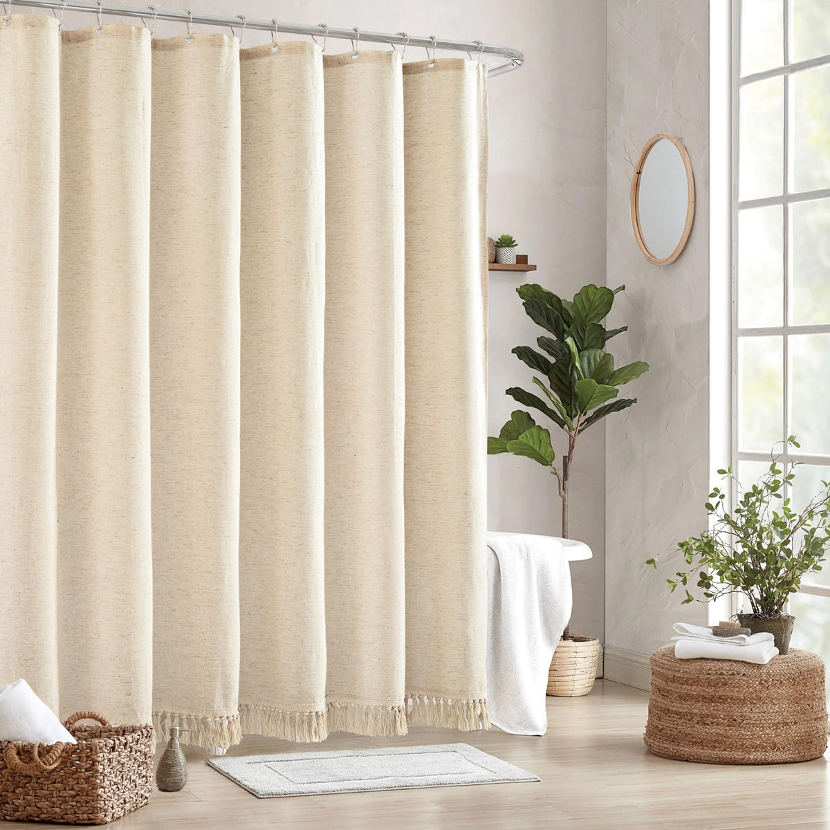 TURKIO natural linen texture close-up highlights organic feel.