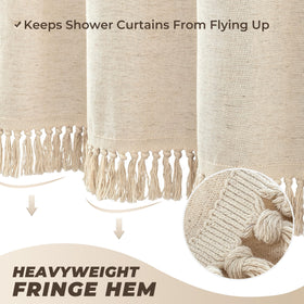 TURKIO tassel-detail curtain demonstrates boho style and movement.