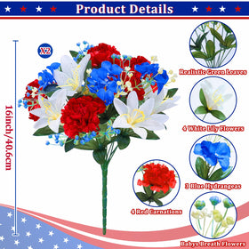 TURNMEON 16 inch memorial day bouquet fits various vase sizes.