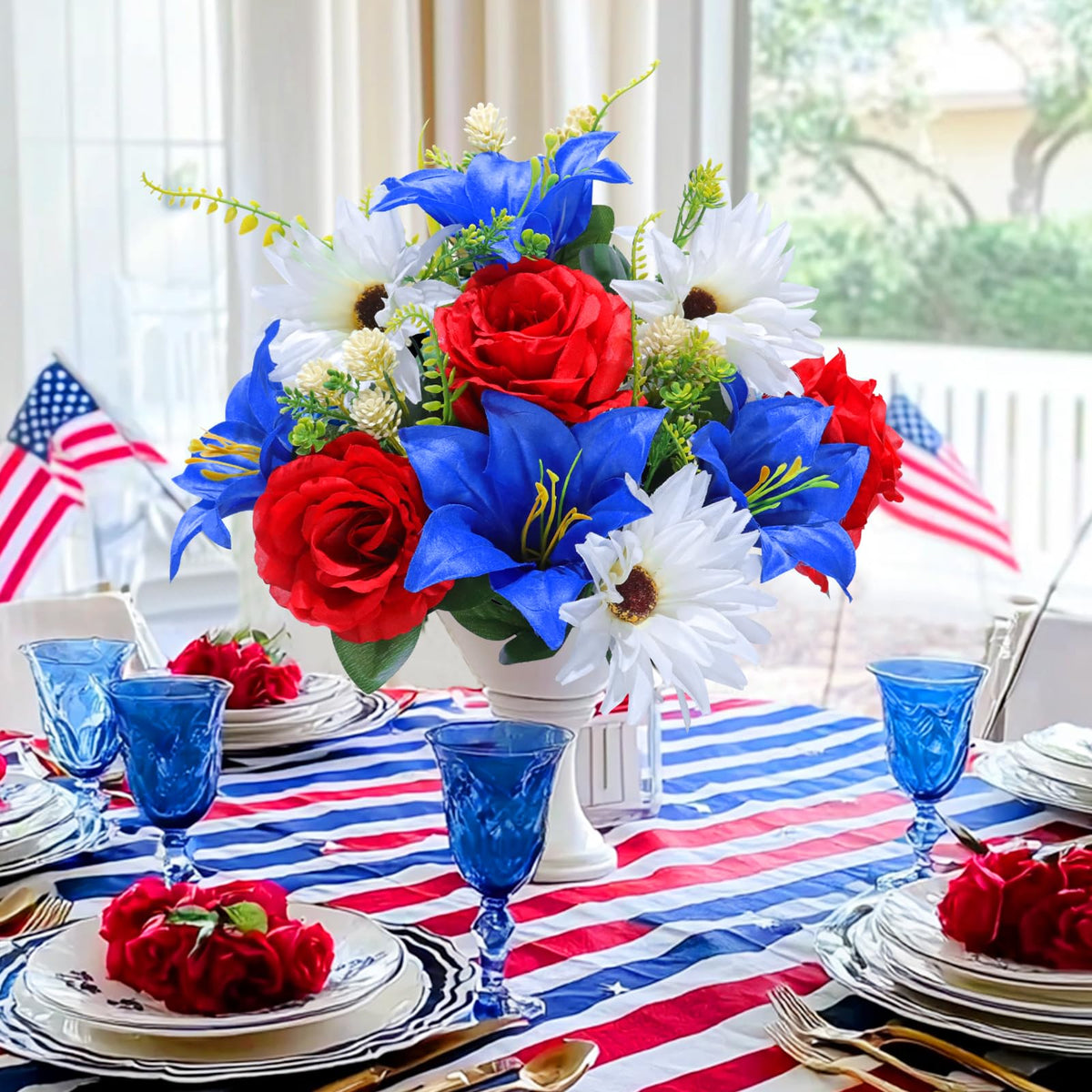 Turnmeon 17-inch cemetery flowers provide a bold focal point for vases.