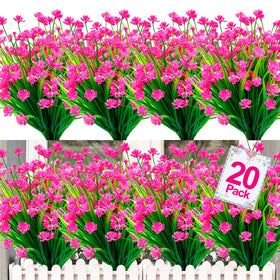 TURNMEON 20 bundles pink outdoor artificial flowers brighten gardens with durable color