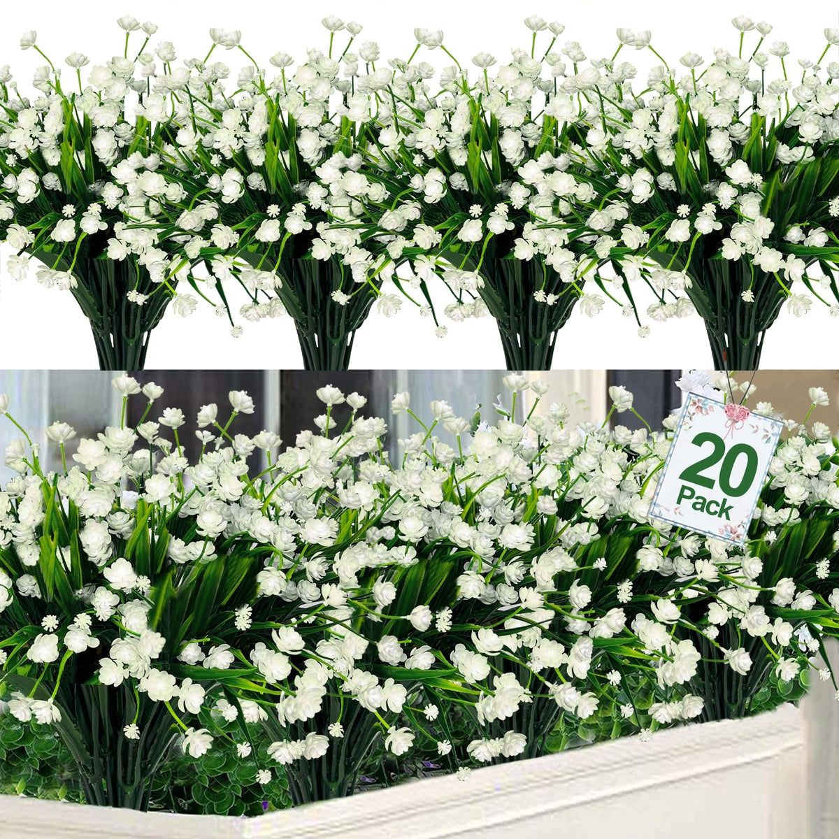 TURNMEON 20-bundles outdoor artificial flowers brighten spaces without fading.
