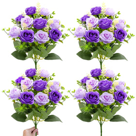 Turnmeon 40-heads fake roses bouquet for outdoor use with fade-resistant petals.