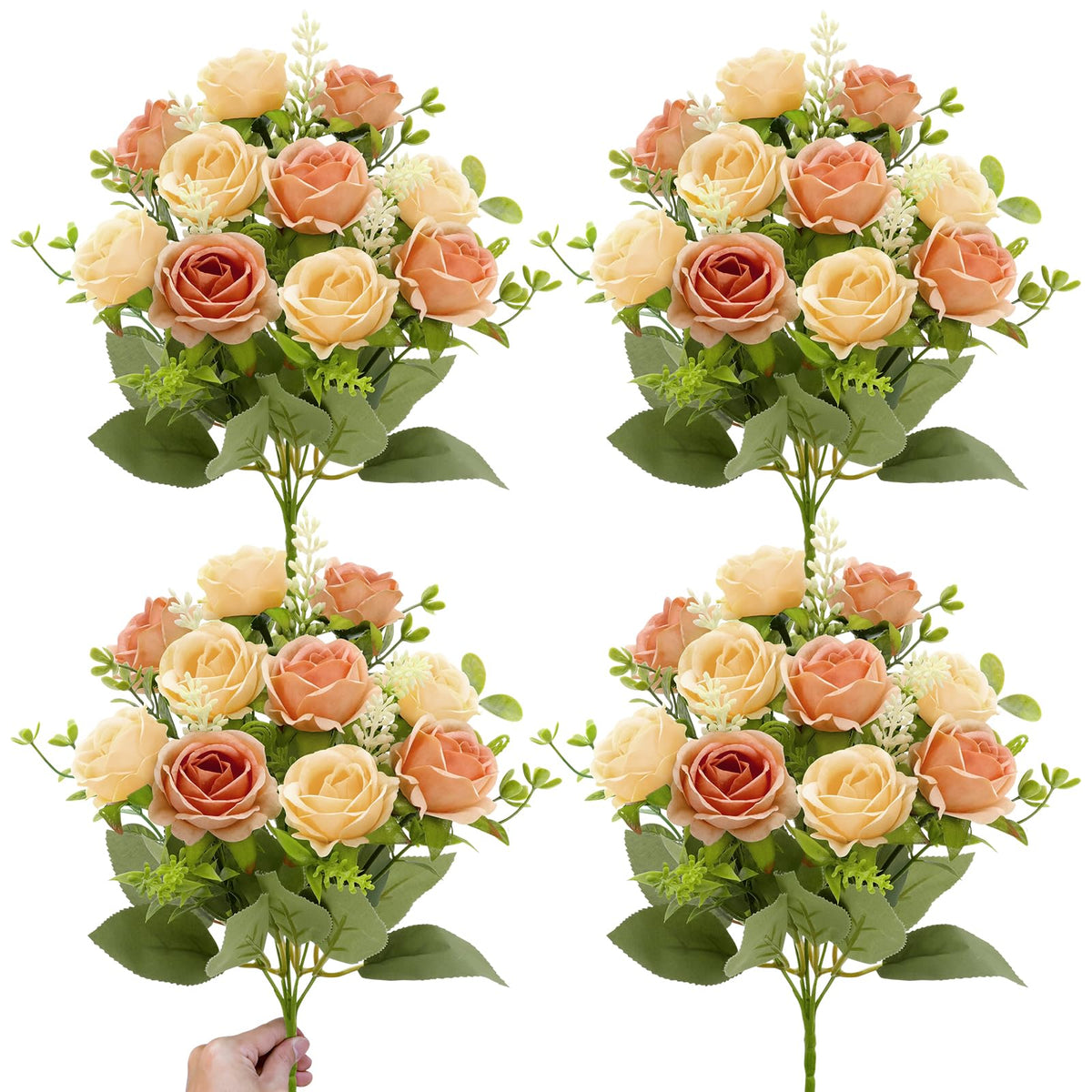 TURNMEON 40 heads fake roses outdoor bouquet with lifelike look