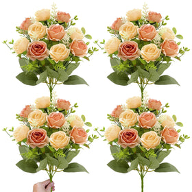 TURNMEON 40 heads fake roses outdoor bouquet with lifelike look