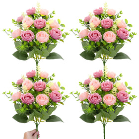 TURNMEON 40-heads pink rose bouquet for vibrant wedding decor and long-lasting color.