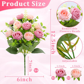 TURNMEON 40-heads pink rose bouquet with multiple stems for lush indoor displays.