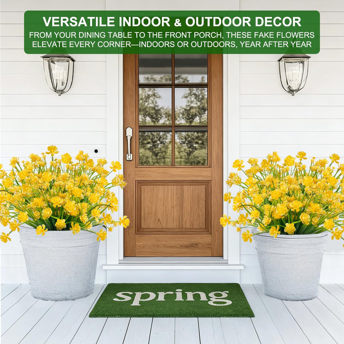 TURNMEON artificial ferns add lush greenery to garden or porch.