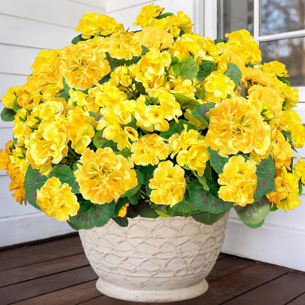 TURNMEON artificial geraniums outdoor bouquet four bundles add year-round color.