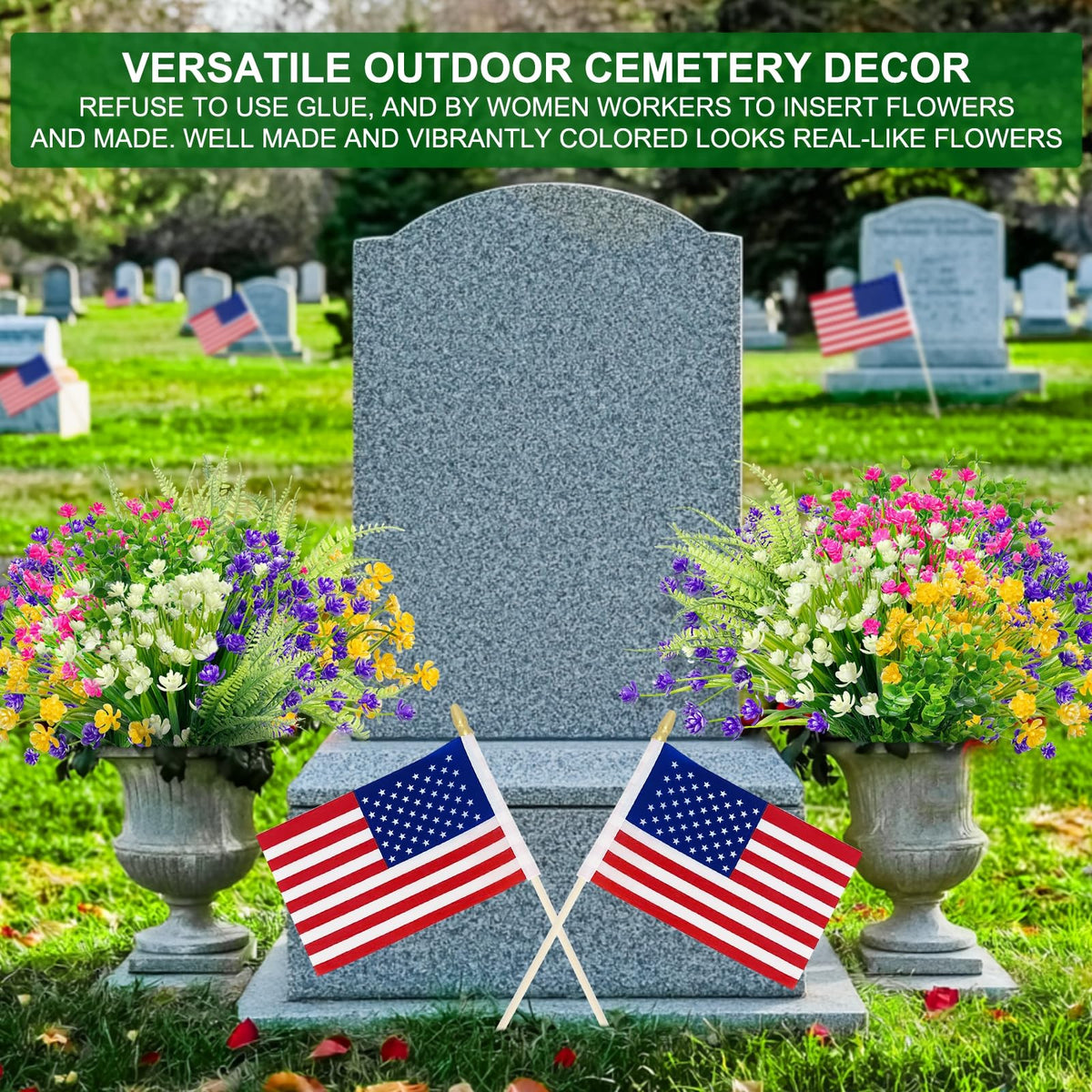 TURNMEON Cemetery decor ready greenery for respectful outdoor memorials.