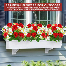 TURNMEON front porch garden decor featuring red dahlia-daisy blooms