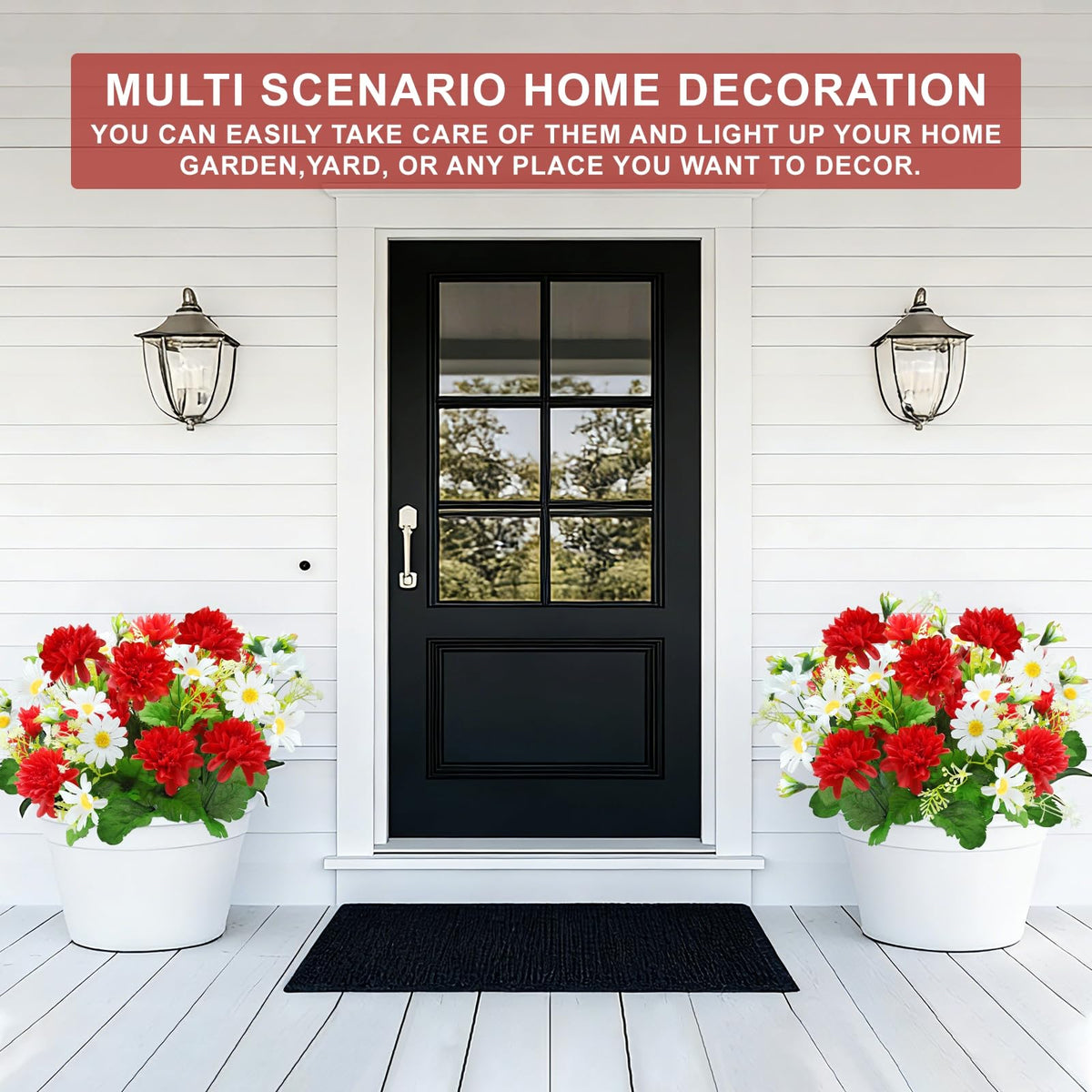 TURNMEON full four-bunch bouquet of red dahlia and daisy-style blooms