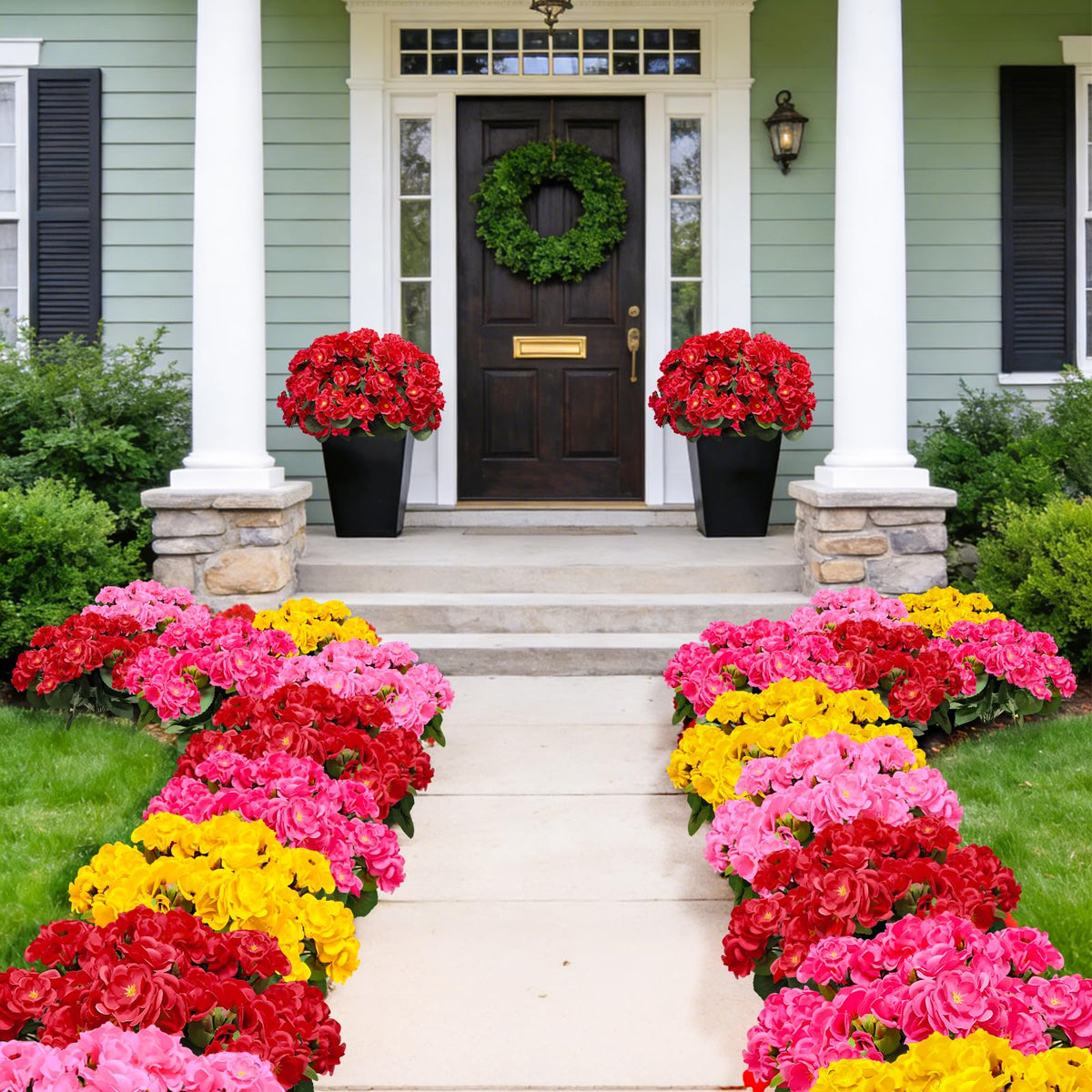 TURNMEON cemetery decor with maintenance-free faux flowers.