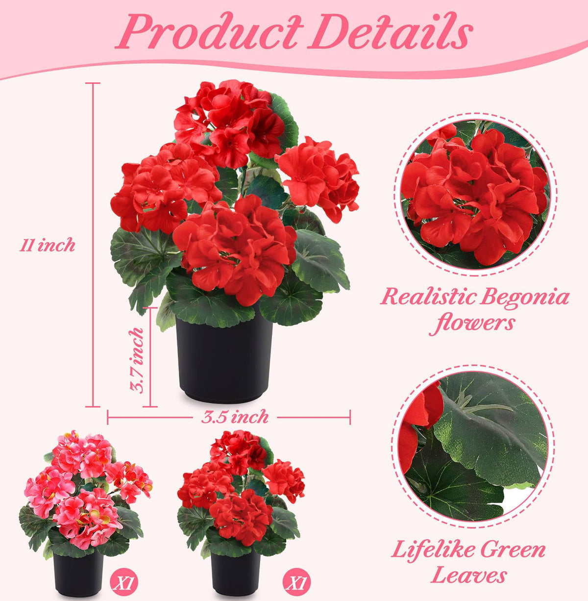 TURNMEON geraniums closeup flowers showcase realistic blooms for home or patio.