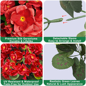 TURNMEON colorful geraniums detail for fresh look.