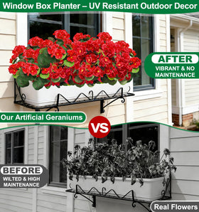 TURNMEON yard planter with UV-resistant geraniums.