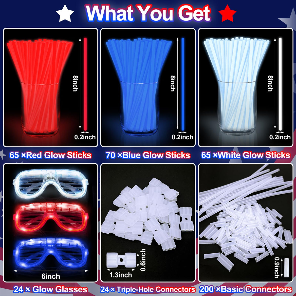 TURNMEON glow glasses for 4th of July with bright illumination and festive style