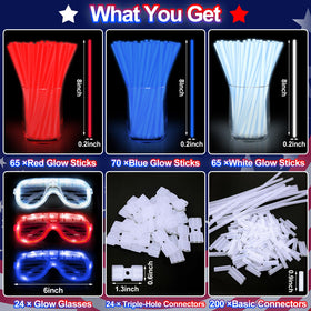 TURNMEON glow glasses for 4th of July with bright illumination and festive style
