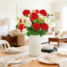 TURNMEON indoor-outdoor decor red artificial flowers versatile for spaces