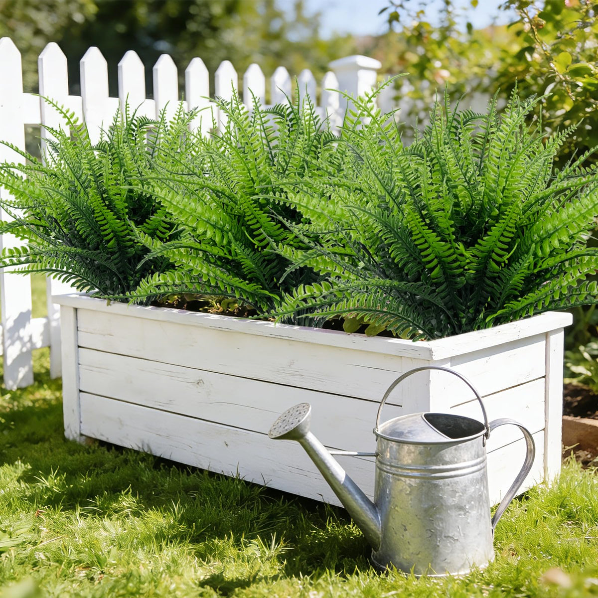 TURNMEON Lush Boston fern decor for garden, porch, or cemetery settings.