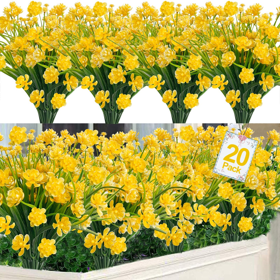 TURNMEON outdoor yellow camellia bouquet with 500 stems for vibrant year-round color.