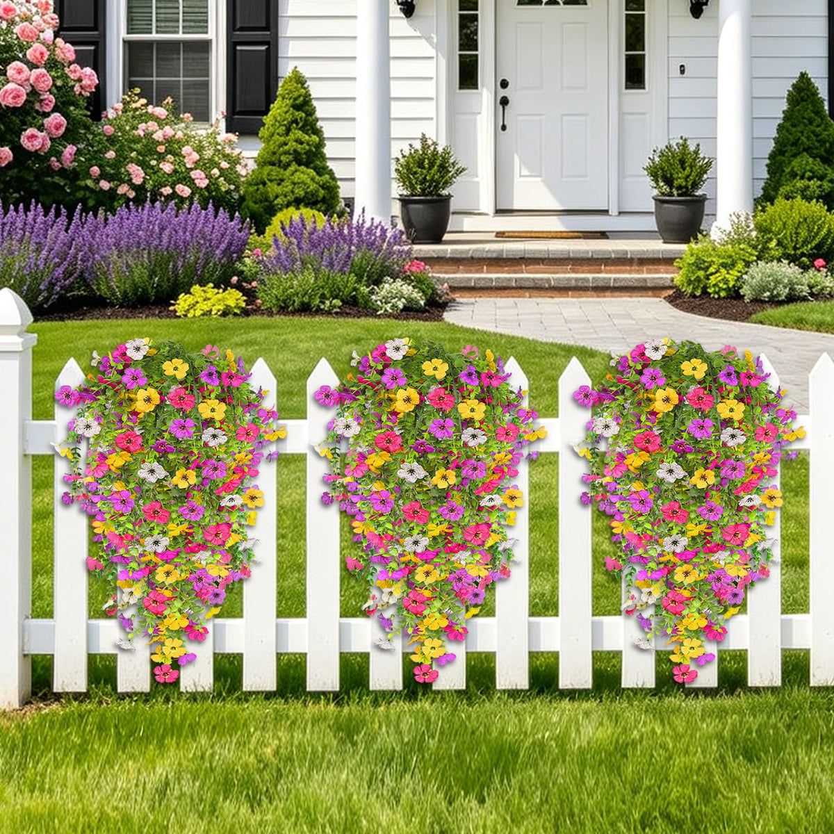 TURNMEON outdoor flowers closeup reveals lifelike petals and durable plastic.