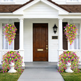 TURNMEON outdoor flowers hanging setup shows lifelike colors for patios and porches.