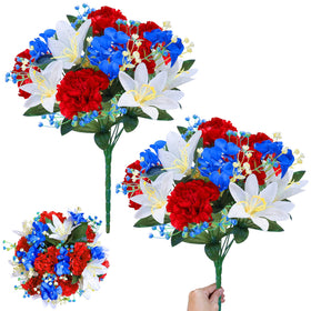 TURNMEON patriotic cemetery bouquet assembly, lifelike arrangement for outdoor memorial displays.
