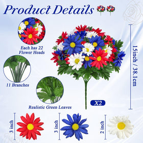 Turnmeon patriotic daisies close-up highlights vibrant color and UV resistance.
