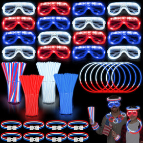 TURNMEON patriotic glow sticks bundle in red white and blue for outdoor celebrations