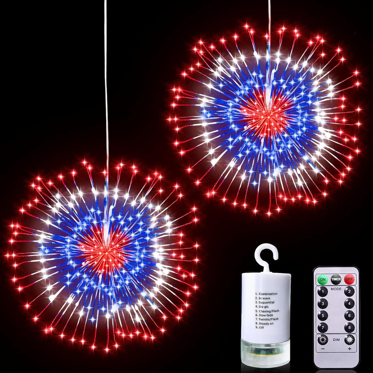 TurnMeOn patriotic lights: 360 LED bursts for durable outdoor decor.