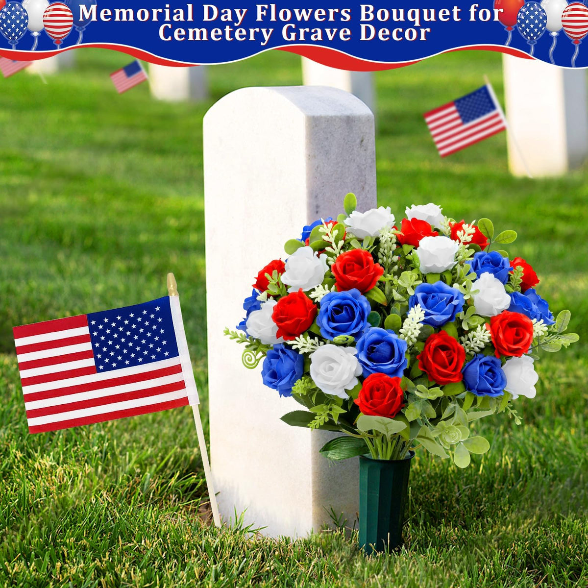 TURNMEON patriotic cemetery flowers enhance graves with vibrant, long-lasting color.