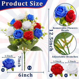 TURNMEON silk roses red-white-blue offer patriotic color for cemetery and home decor.