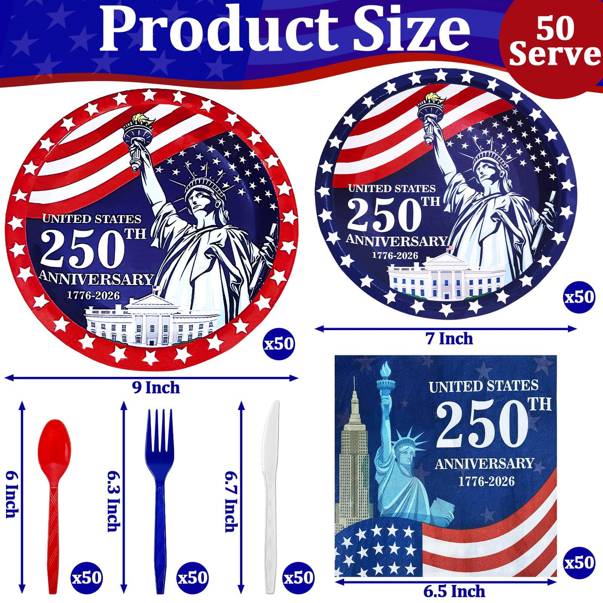 TURNMEON USA flag dessert plates add patriotic flair and easy cleanup