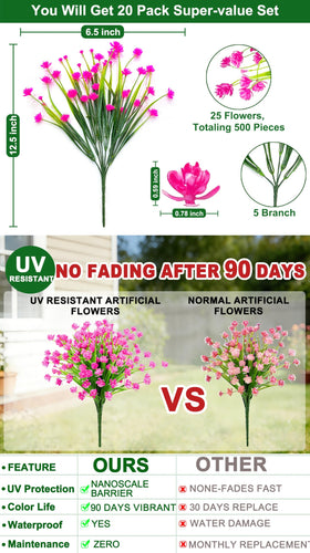 TURNMEON UV-resistant artificial flowers stay vibrant outdoors against sun and rain